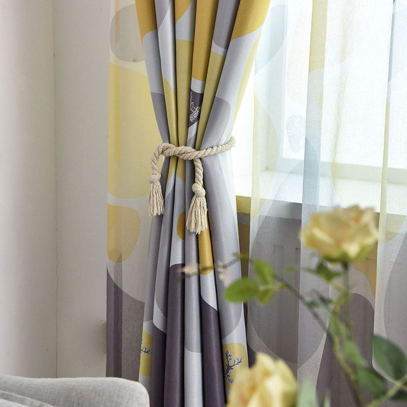 Modern Nordic Style Color Block Blackout Curtains for Living Room Bedroom No Pilling No Fading No off-lining Machine Wash Accepted