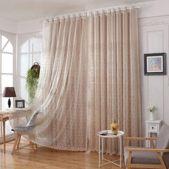 Modern Lace Curtain Sets Sheer and Lining Blackout Curtain Polyester Blackout for Living Room Bedroom Decoration