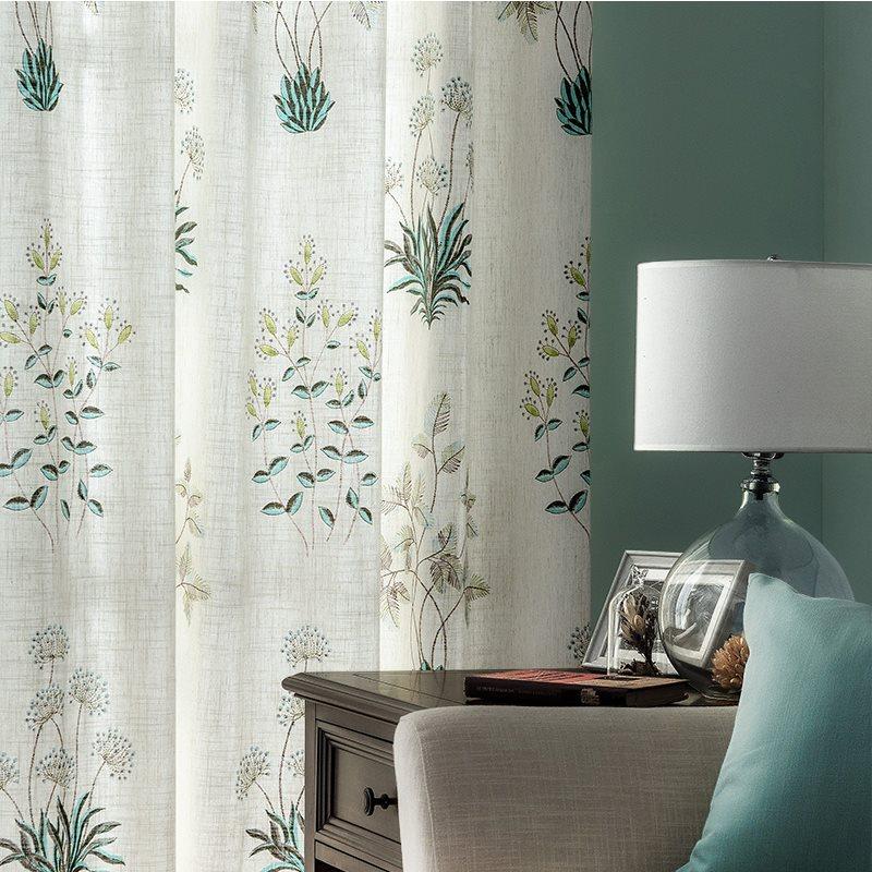 Rustic White Sweetgrass Printing Cotton and Linen Blending Custom Curtain