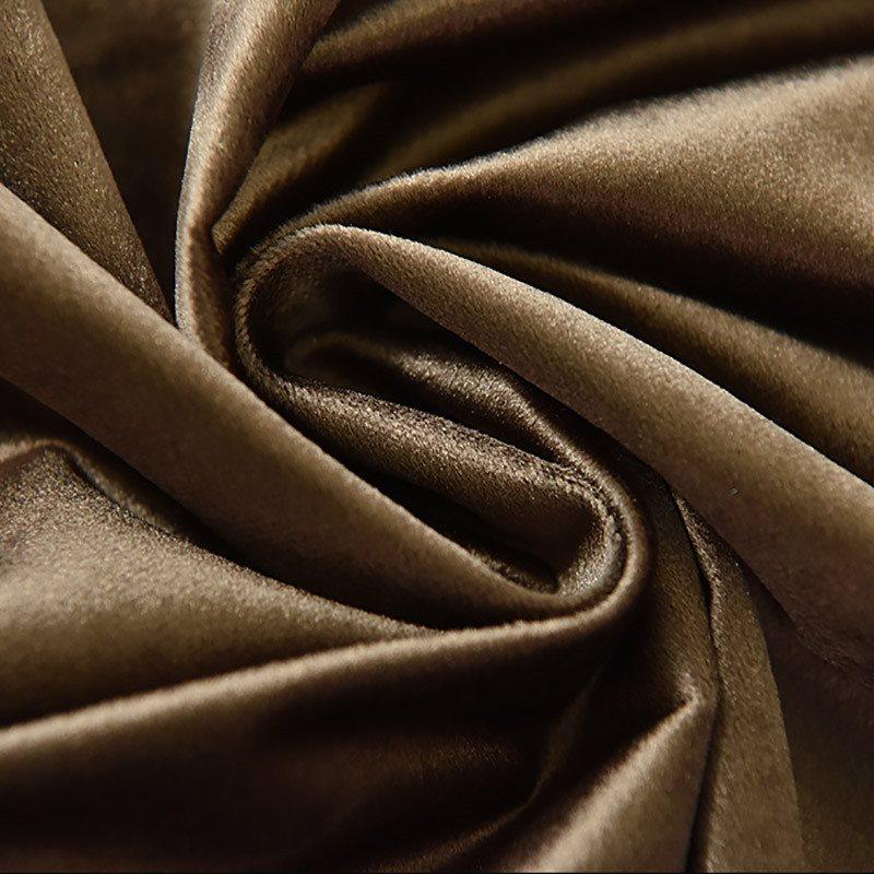 Luxury Velvet Custom Blackout Curtains Solid Color Coffee Window Curtains Prevents UV Ray Excellent Performance on Darkening for Bedroom Living Room