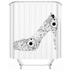 Graceful Black Flower High Heel Design Shower Curtain