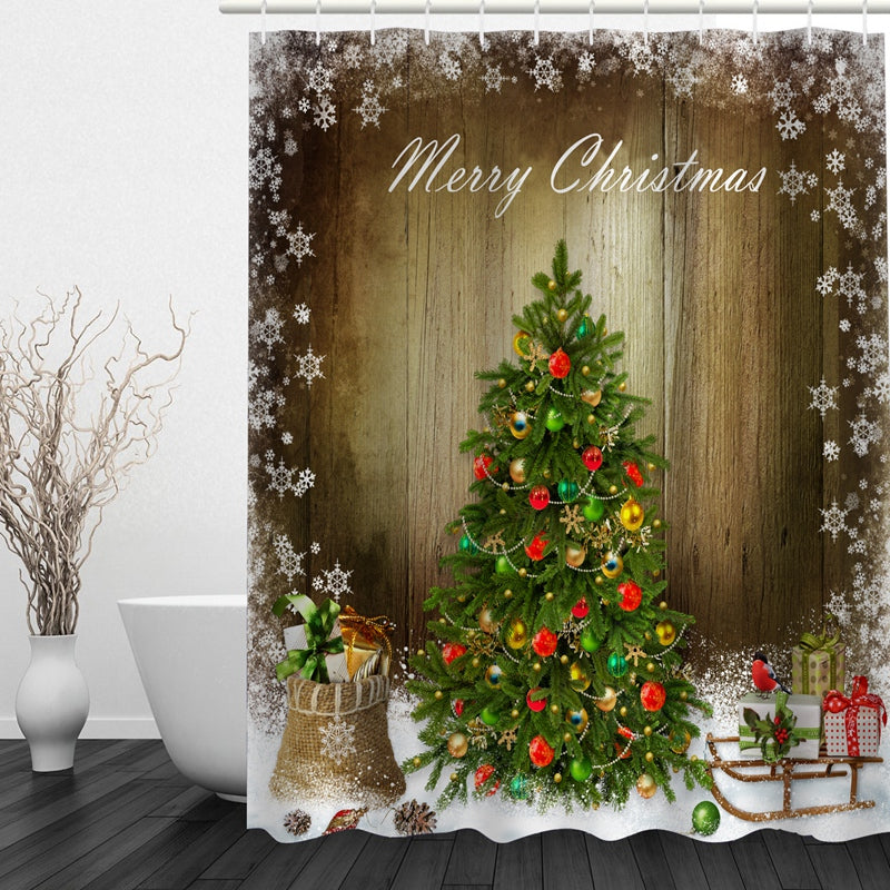 Vivid Christmas Tree Printing Bathroom 3D Shower Curtain