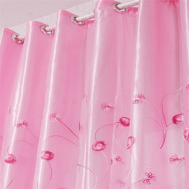 Blackout Polyester Embroidered Dandelions Modern Style 2 Panels Grommet top Curtain Set