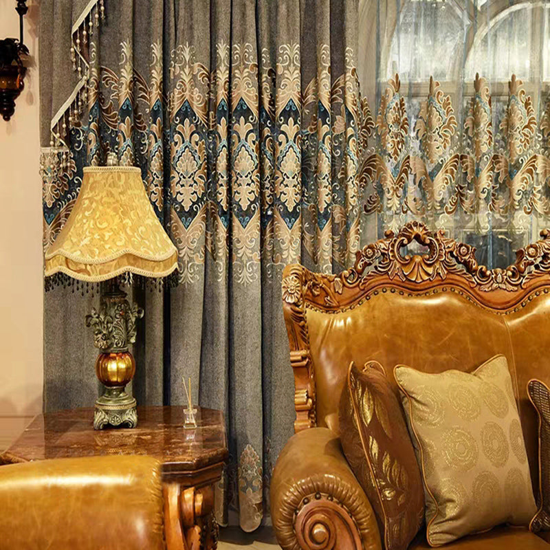 Blackout Luxury Beaded Curtains Drapes Classical Shading Curtain Sheer Waterfall Valance for Living Room Bedroom Window Curtains No Pilling No Fading No off-lining