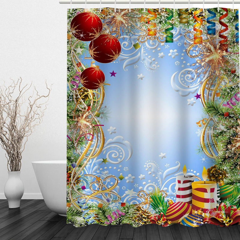 Clip Art Christmas Theme Decor Printing Bathroom 3D Shower Curtain