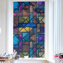 Colorful Geometric Patterns Painted Window Film No-glue Glass Static Sticker