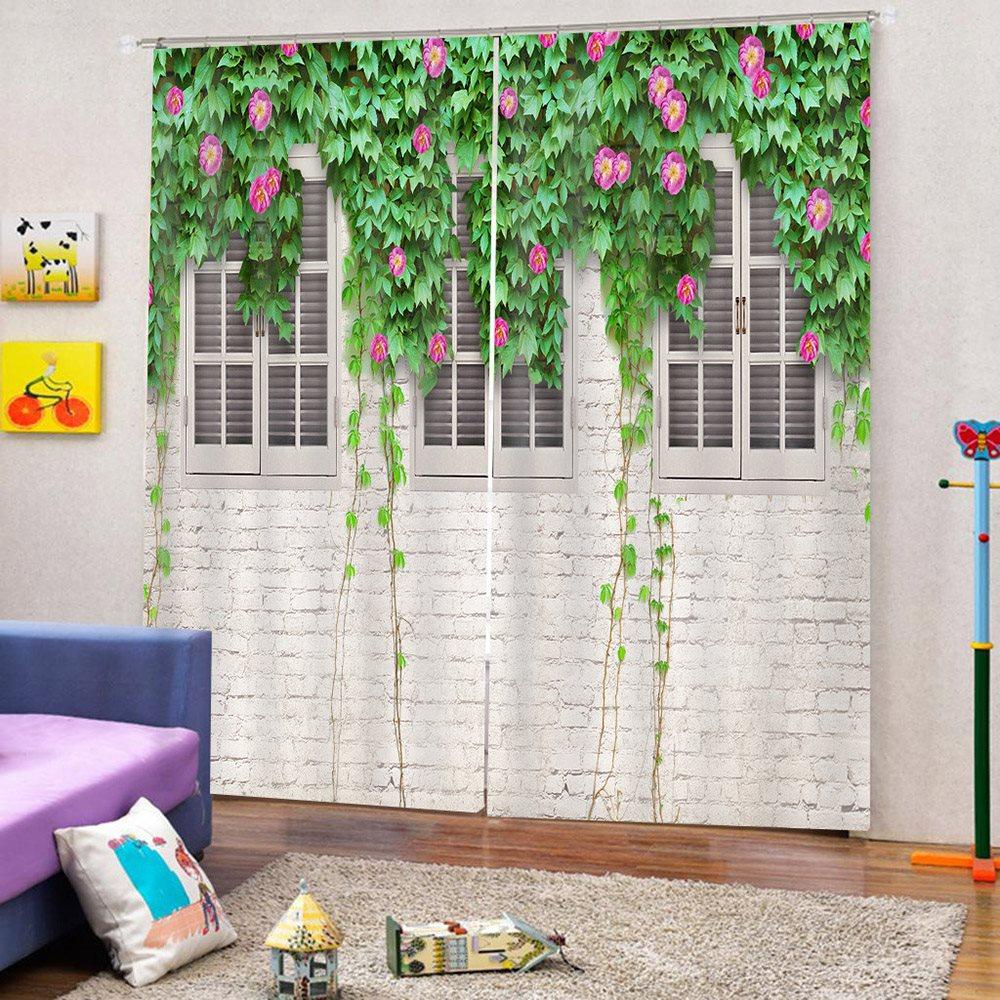 3D Printed Green Plant Blackout Floral Scenery Curtains Custom 2 Panels Drapes for Living Room Bedroom No Pilling No Fading No off-lining Polyester