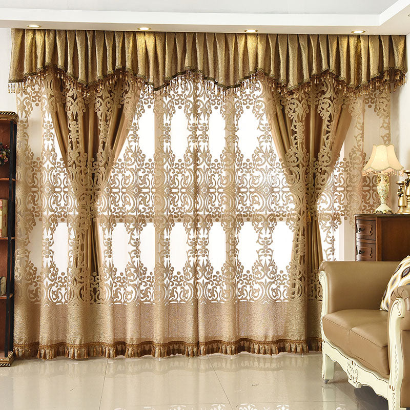 European Ventilate Curtain Custom Shading Curtain and Sheer Living Room Bedroom Grommet Curtains 100% Shading Rate and UV Rays No Pilling No Fading No off-lining