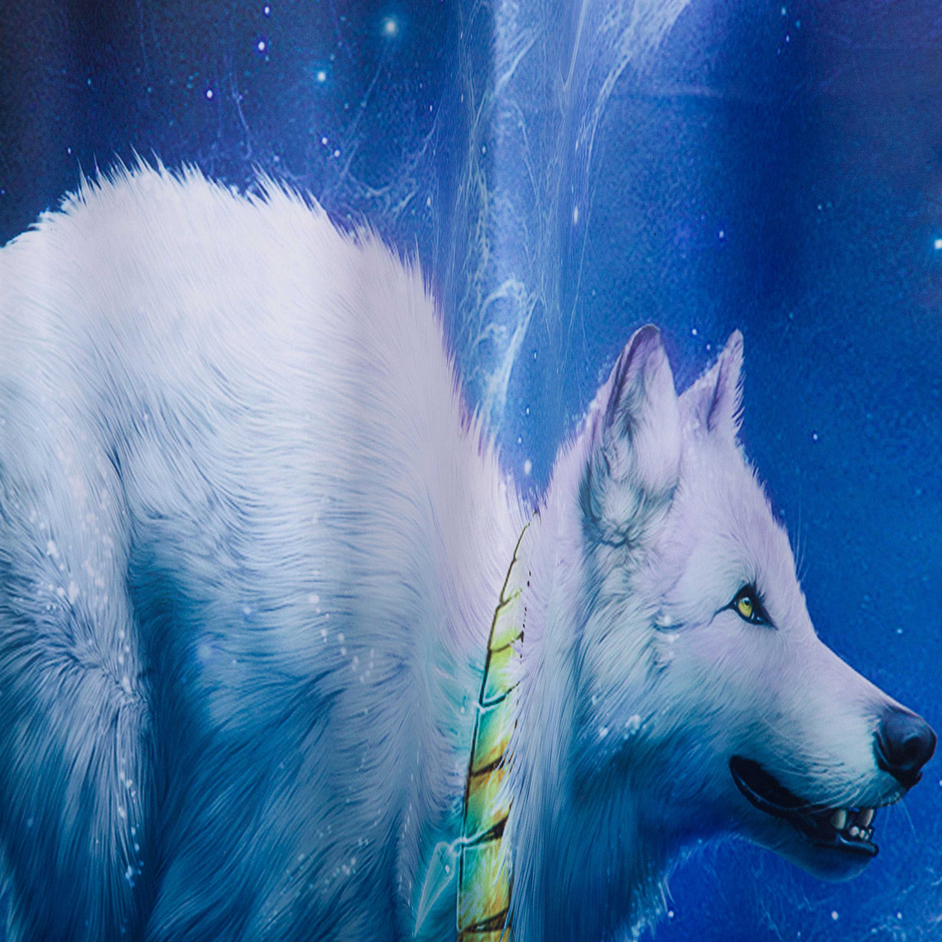 3D White Wolf Chasing the Moon Printed Animal Style Blackout Custom Window Curtain