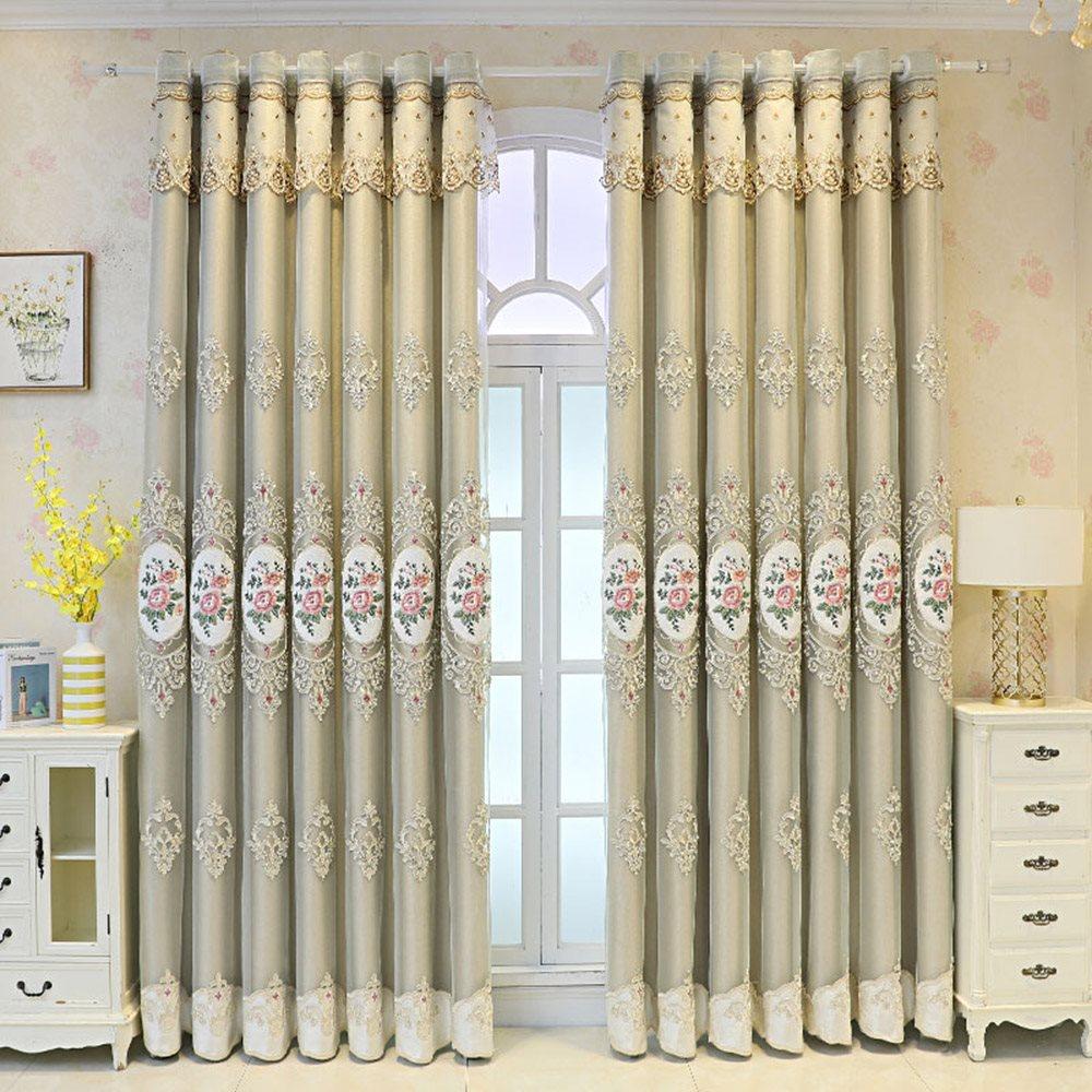 European Luxurious Embroidered Curtain Sets Sheer and Lining Thickened Blackout Curtains for Living Room Bedroom Decoration No Pilling No Fading No off-lining