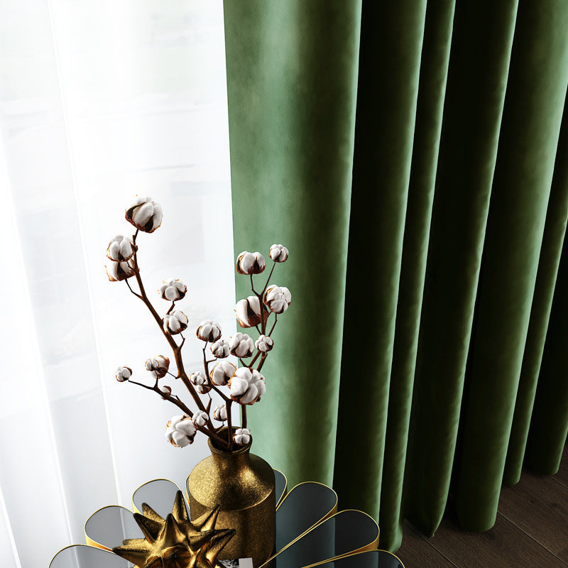 Plain Velvet Window Curtains Red Dark Green Shading Curtains Hook Grommet Top Blackout Curtains Custom 2 Panels Drapes for Living Room Bedroom Decoration