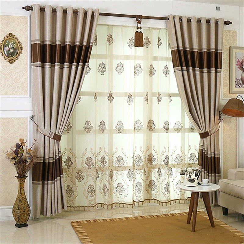 Warm Color Dust-Proof Grommet Shading Curtains Modern Polyester Blackout Curtain Drapes Breathable Sheer