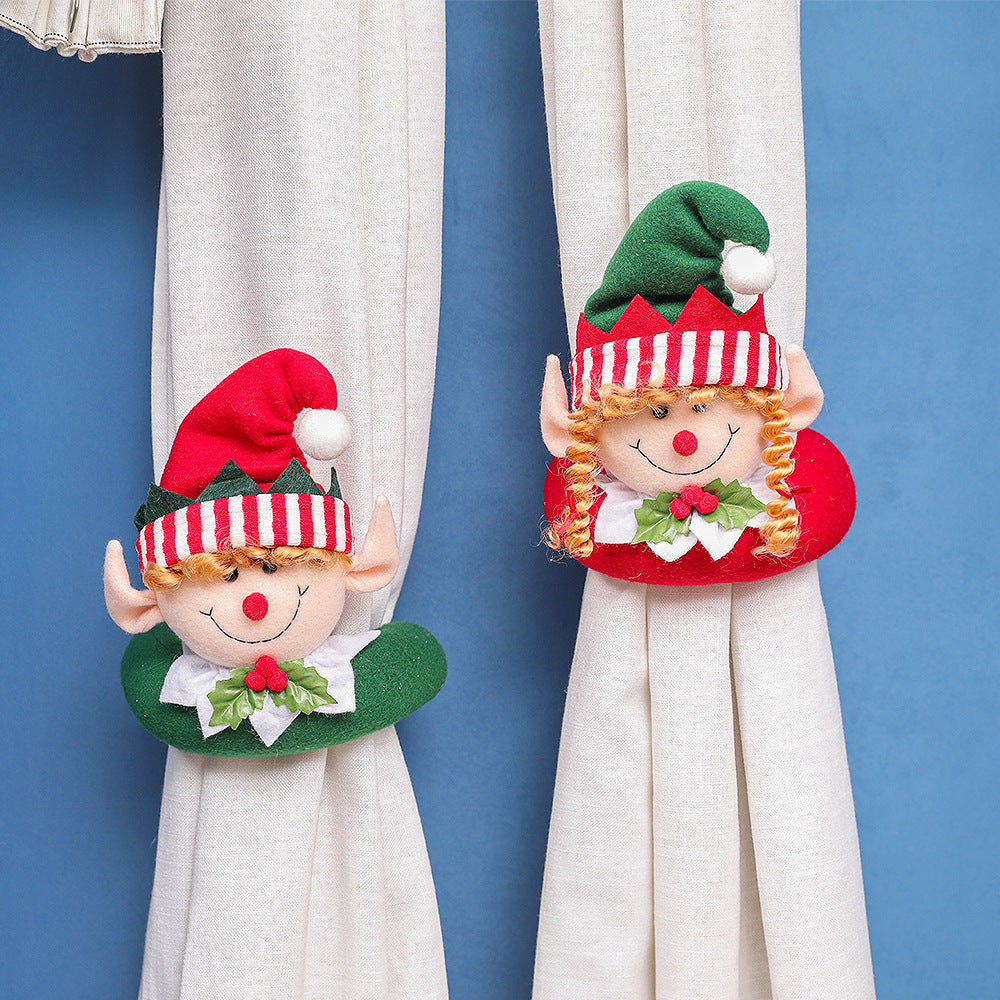 Christmas Elves Curtain Buckle Tie Back 1 Pc Merry Christmas Decor for Home Happy New Year