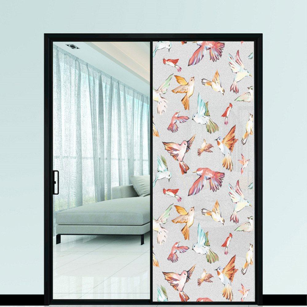 Window Privacy Film Colored Bird Non-Adhesive Static Cling Heat Control Anti UV Non-Adhesiv Window Stickers for Glass Door Home House Ofiice