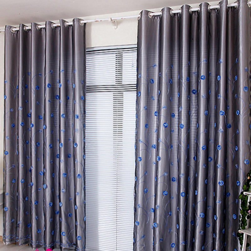 Noble Embroidered Blackout Curtains for Living Room Bedroom Thick Polyester Purple Shading Cloth and Sheer Curtain Set No Pilling No Fading No off-lining