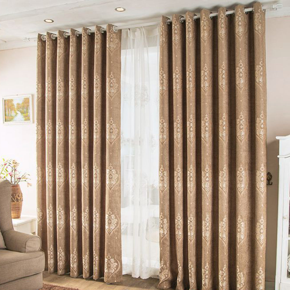 European Style Jacquard Grommet Shading Curtains Chenille Solid Curtain Blackout Custom 2 Panels Drapes for Living Room Bedroom Decoration No Pilling No Fading No off-lining