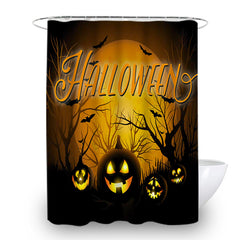 Halloween Decorative Shower Curtain Horror Pumpkin Light Cartoon Room Fabric Shower Curtains with Shower Room 6 Sizes Available