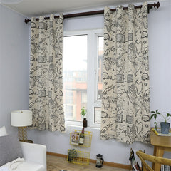 Blackout Map Printed Grommet Top Custom Curtain