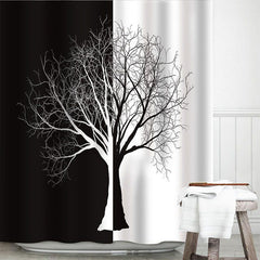 3D Shower Curtain Black and White Tree Durable Waterproof Mildew Proof Polyester