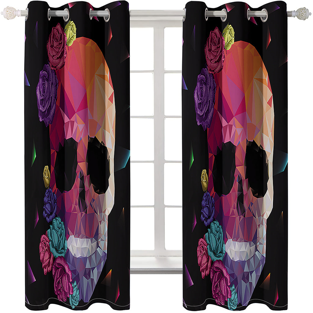 Halloween 3D Printed Curtains Skull and Flower Blackout Decoration Window Shading Curtain Custom 2 Panels Drapes