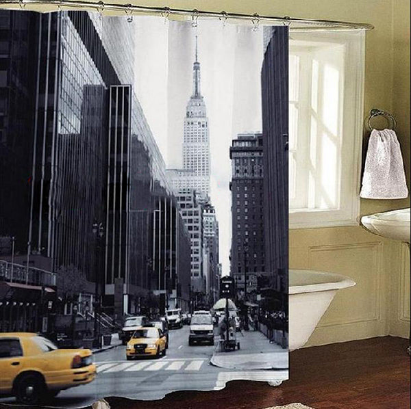 Chic Modern Street of New York Dacron 3D Printing Shower Curtain