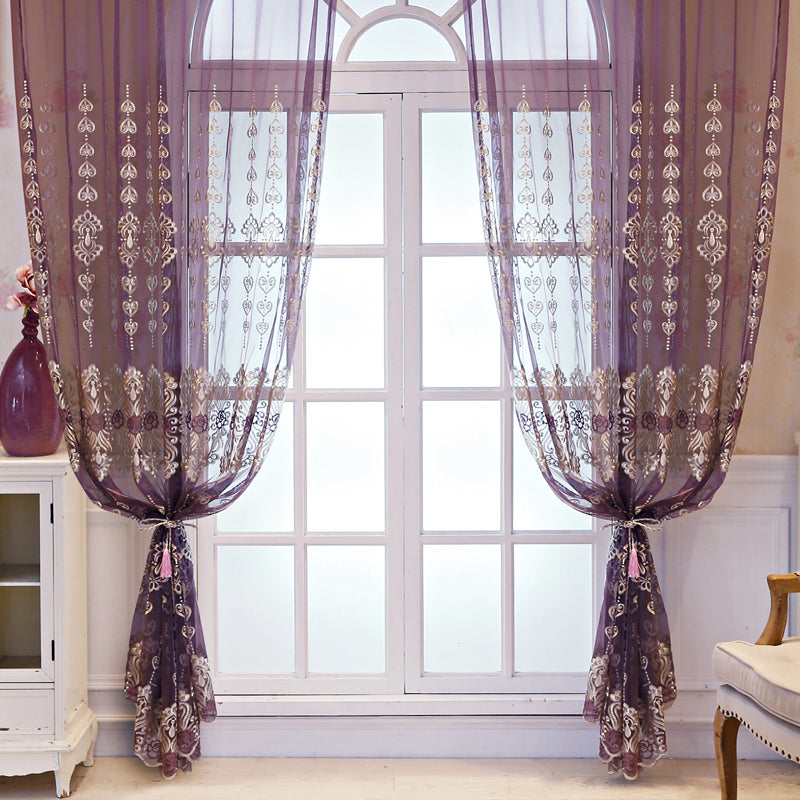 Embroidery Voile Curtains Window Sheer Curtains Noble and Elegant for Living Room Bedroom Decoration Custom 2 Panels Drapes Breathable